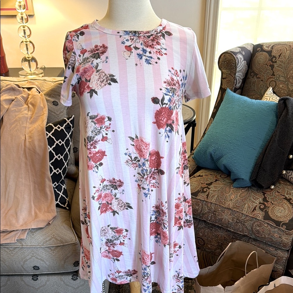 LuLaRoe Pink Floral High Low Dress